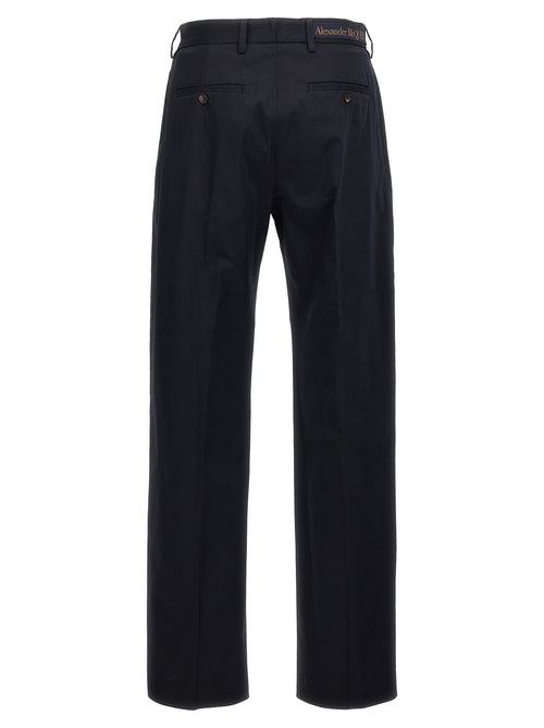 Alexander McQueen Blue Cotton Casual Pants