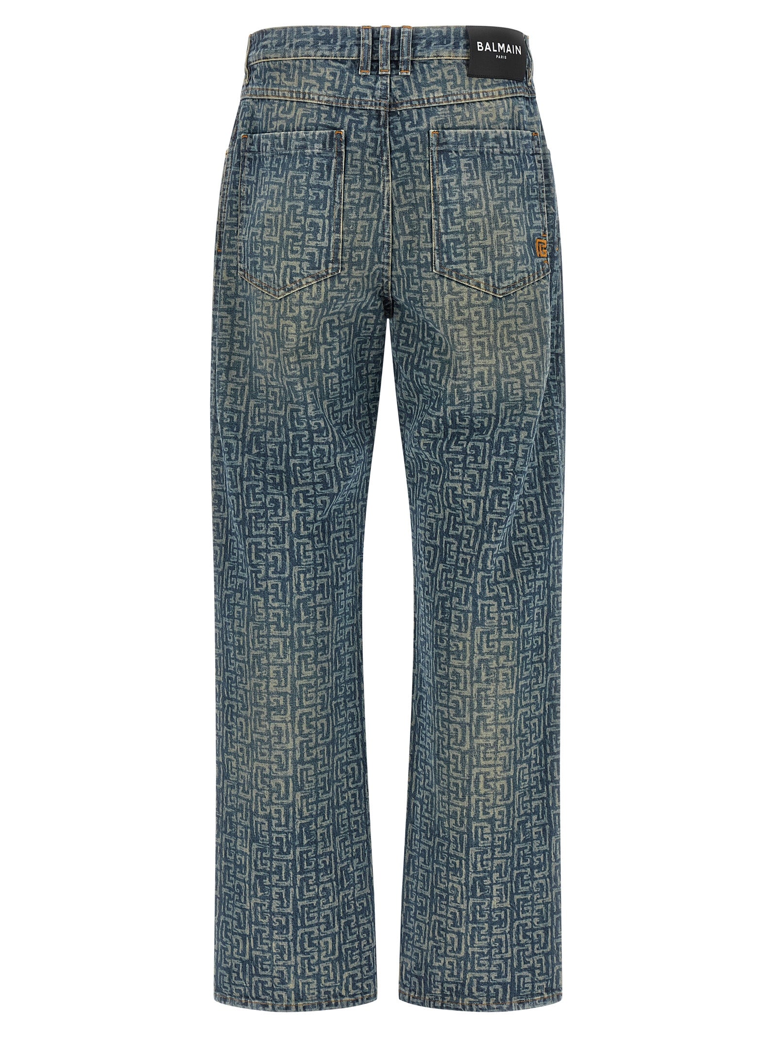 Balmain Blue Cotton Straight-Leg Jeans