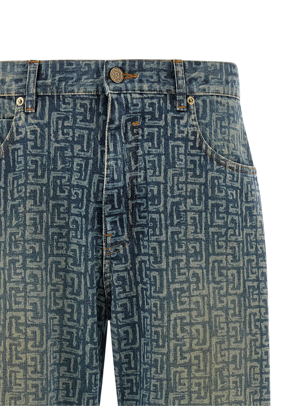 Balmain Blue Cotton Straight-Leg Jeans