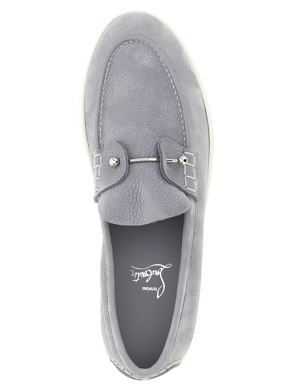 Christian Louboutin Gray Calfskin Slip-On Loafers