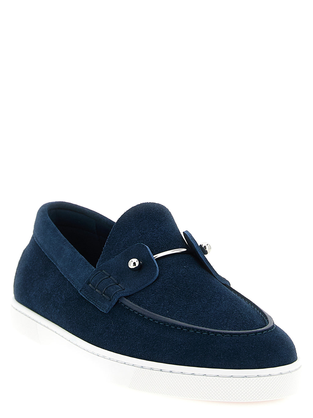 Christian Louboutin Blue Calfskin Slip-On Loafers