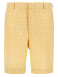 Fendi Bicolor Linen Bermuda Shorts