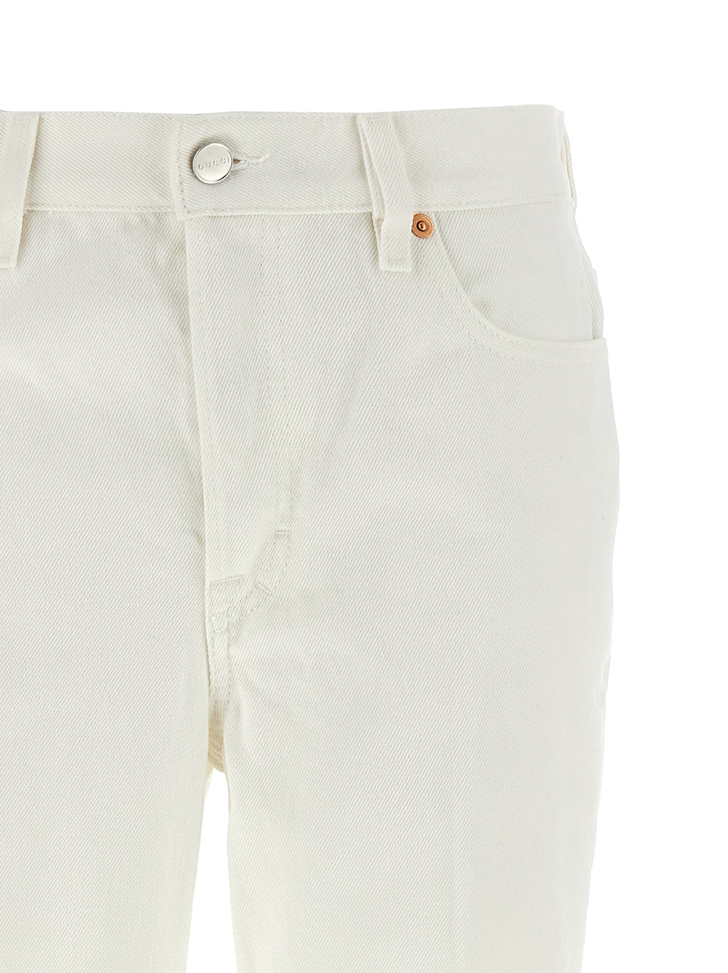 Gucci White Cotton Cropped Jeans