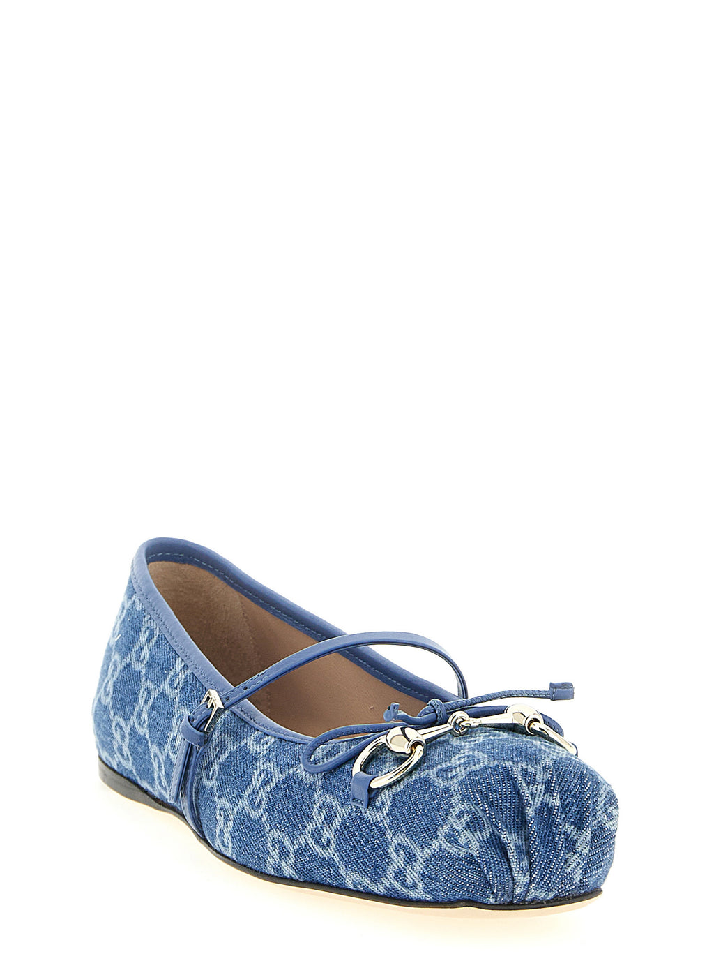 Gucci Blue Cotton Ballet Flats