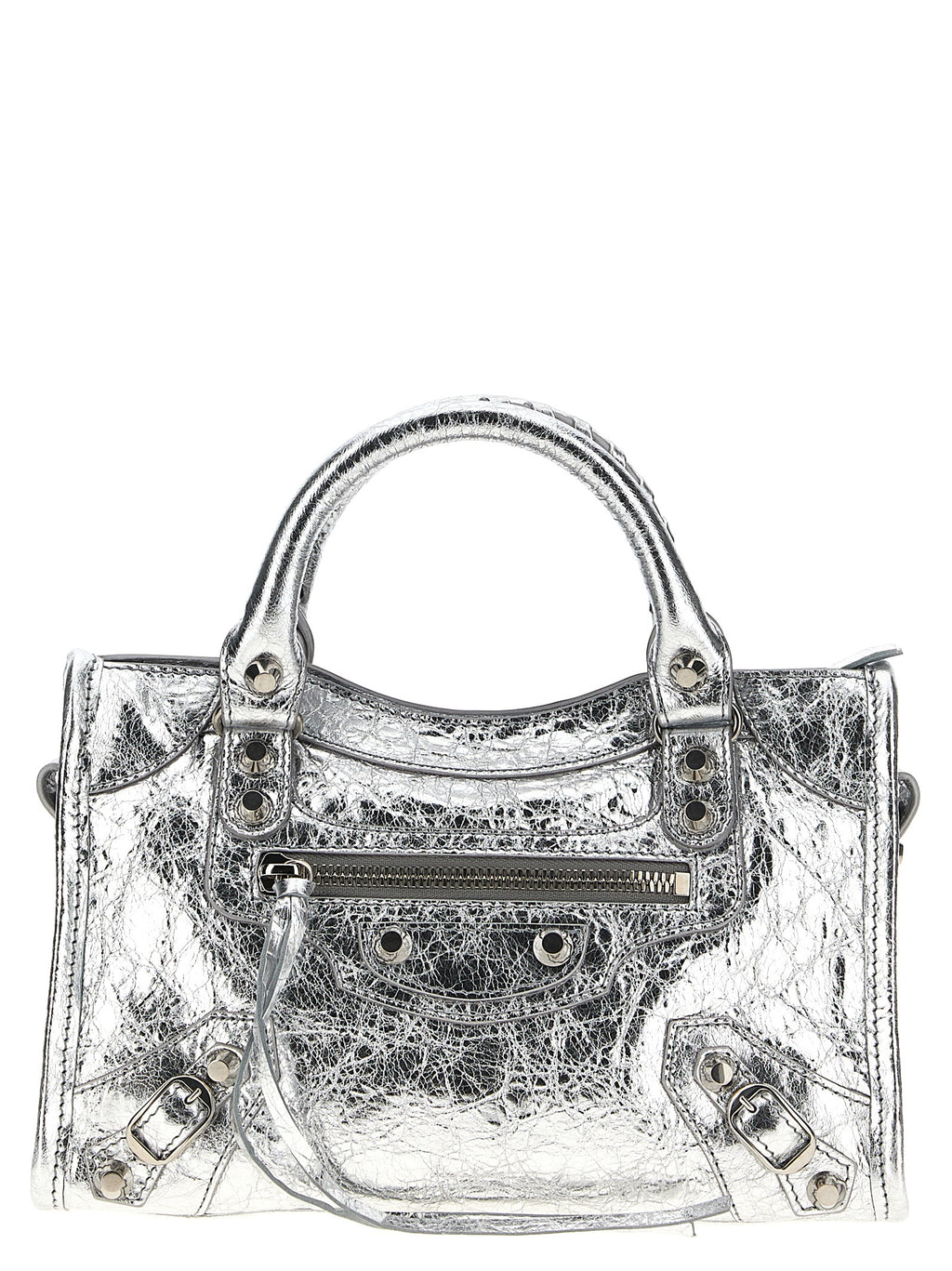 Balenciaga Silver Lamb Leather Handbag