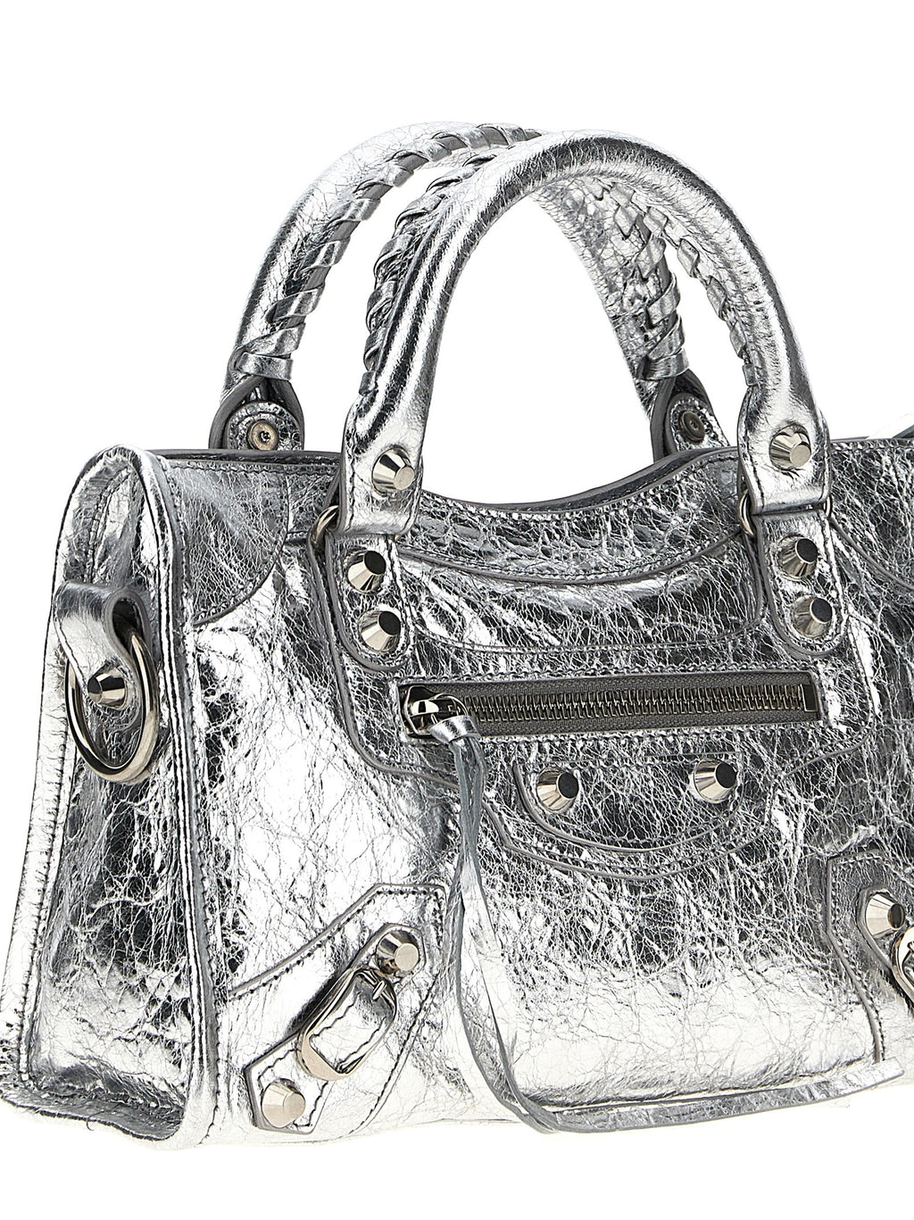 Balenciaga Silver Lamb Leather Handbag