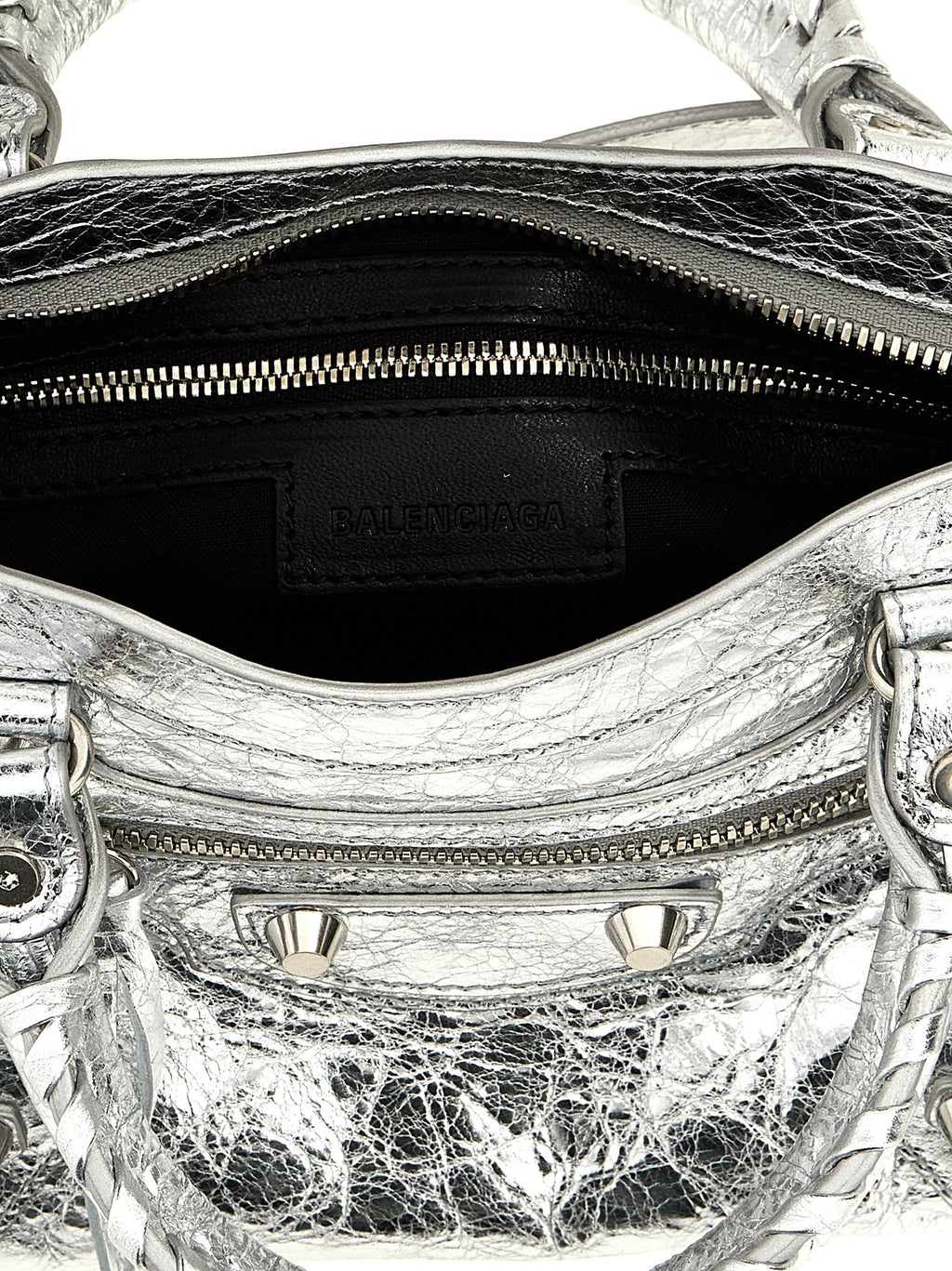Balenciaga Silver Lamb Leather Handbag
