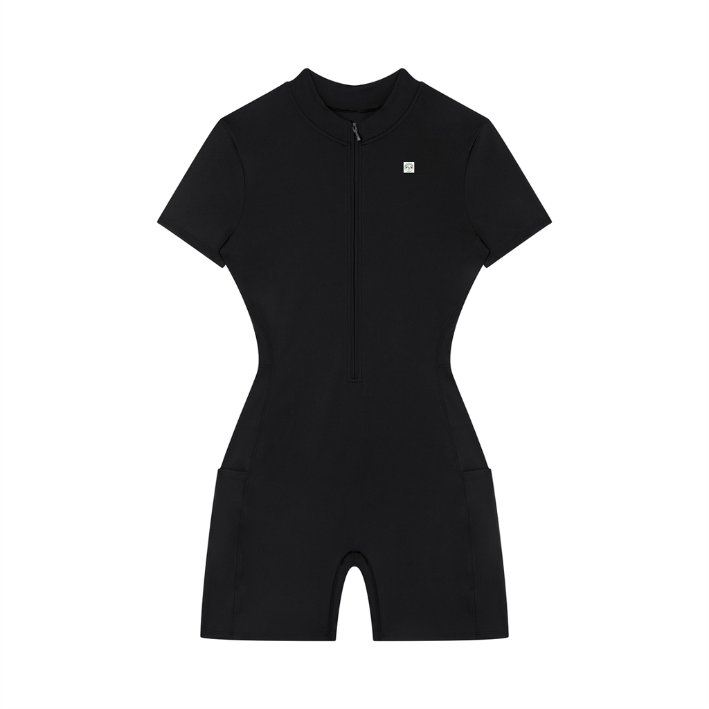 Women's Quarter-Zip Short Sleeve Romper